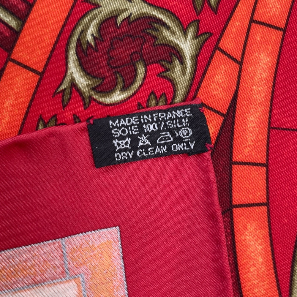 RARE! NOWT Hermes Scarf "Lumbers de Paris" in Red - Picture 11 of 13